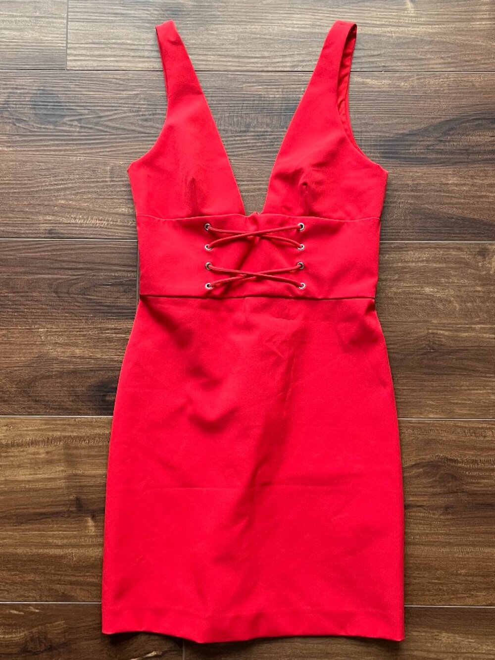 Zara Red Corset Tie-Up Dress Party Dress  holiday costume bodycon club festival